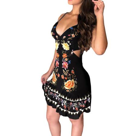 Nyligen Kvinnor Hollow Out Klänning Ärmlös Strappy Bodycon Club Pa
