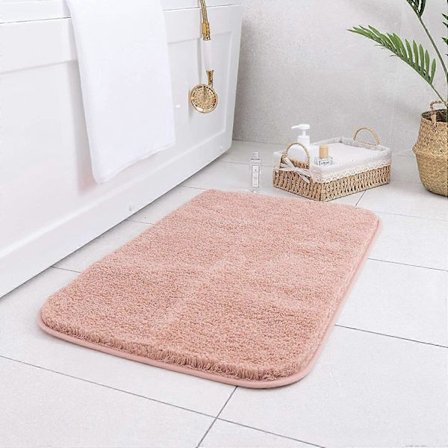 Halkfri badrumsmatta, superabsorberande badrumsmatta, mjuk plyschmatta i mikrofiber, 40 x 60 cm, rosa_tfrf