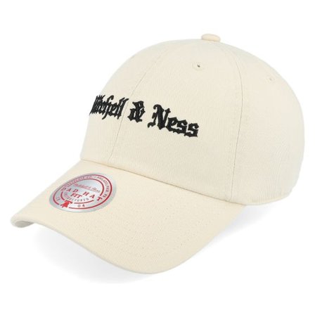Mitchell & Ness - Beige unconstructed Keps - Own Brand Gothic Sand Dad Cap @ Hatstore