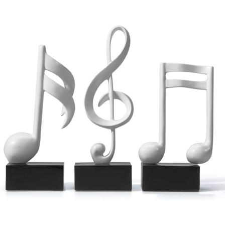 3 stk. Musikknotestatue Dekorasjonsskulptur Harpiksfigur Kunst W