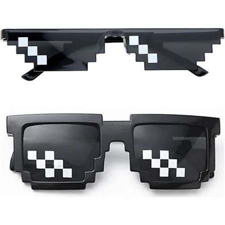 Par Pixelerade Briller, Pixelmosaikbriller, Thug Life Solbriller, Cool Thug-briller, til Rejser, Fotografering, Temafester.