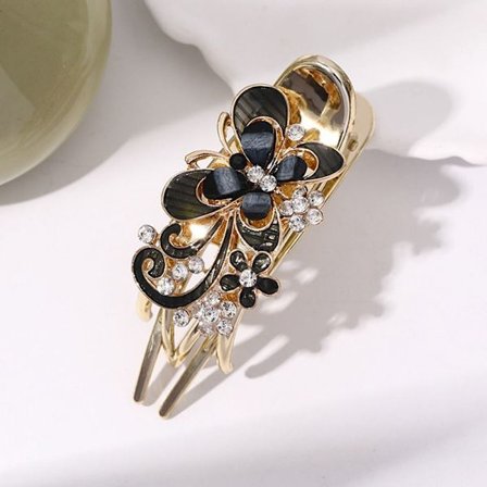 Alligator Hårklämma Rhinestone Butterfly Hair Claw GRÅ