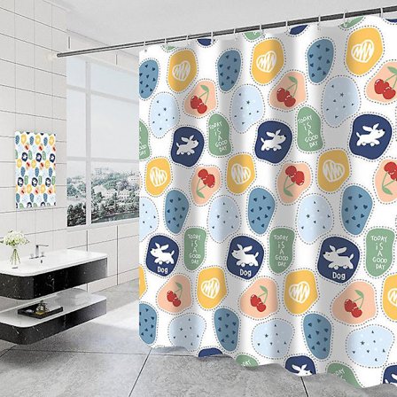 Färgglad tecknad serie block vattentät duschdraperi 100w*180h förtjockad polyester duschdraperi tyg badrumsdraperier