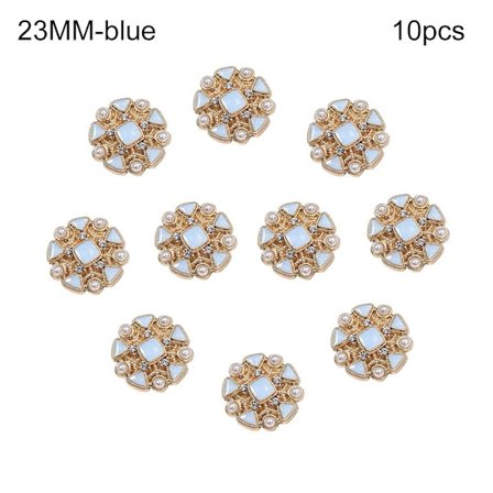 10 perlebeklædningsknapper, skjorteknapper, blå, 23 mm, 10 perler, 10 perler, blå.