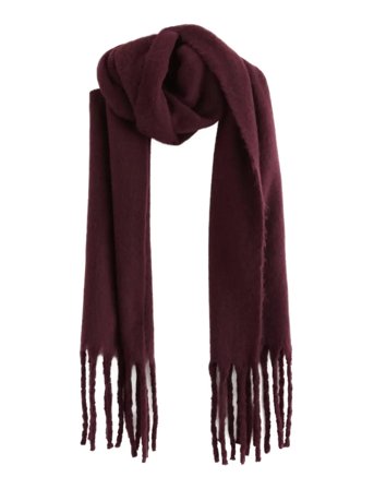 Lindex Scarf Big Fringe Solid - Burgundy - ONE SIZE