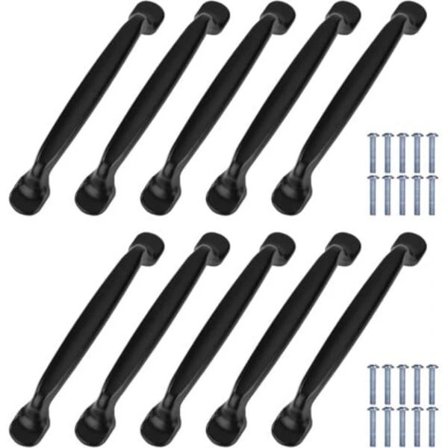 TS-10x Køkkenskab Dørhåndtag Garderobe Skuffehåndtag Soveværelse Møbelhåndtag Hulafstand 128mm, Aluminium, med skruer, Til skabsdørhåndtag