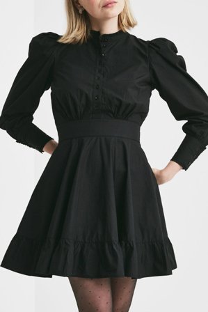 Poplin Mini Dress Black XL