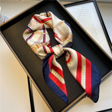 Dam 27,5" Satin Square Silk Like Hårdukar och Wraps Huvudduk för Sovande, OPP Påse Förpackning. FJ507-1