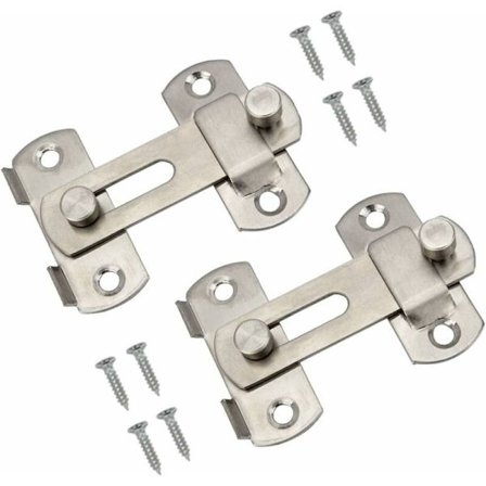 Skjutdörrlås, 2 st rostfria lås med skruvsäkerhetsdörrlås för fönster, trädgård och grind