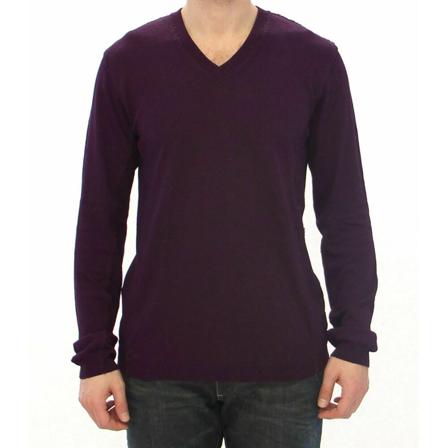 Dolce & Gabbana, Rayon Logo Logo V-hals trui Paars, Heren, Maat:M