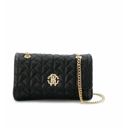 Roberto Cavalli, Logo Plaque Quilted Shoulder BAG Zwart, Dames, Maat:ONE Size