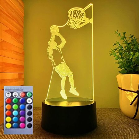 WJ 3D Koripallo Yövalo Led-Lamppu Illuusio 16 Väriä Vaihtuva Pöytä Työpöydän Koriste Lamput Syntymäpäivälahja Akryylipohja USB-Kaapelit Leikki