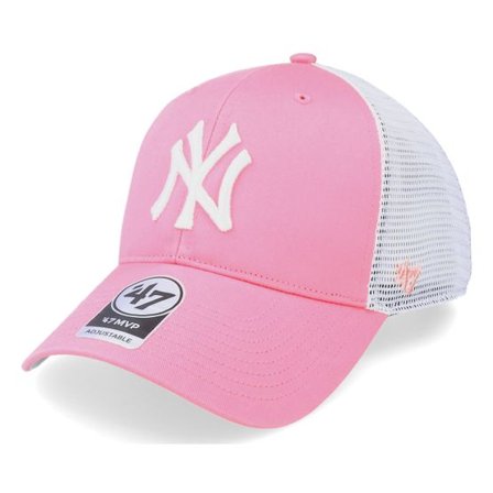 47 Brand - MLB Rosa trucker Keps - New York Yankees Branson Mvp Rose Pink/White @ Hatstore