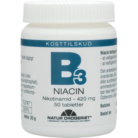 Natur Drogeriet Gold Niacin (Nikotinamid) 420 mg 50 tabl., Helse & Madvarer, B-vitamin, B3 Vitamin