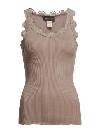 Silk Top W/ Lace T-shirts & Tops Sleeveless Rosa Rosemunde