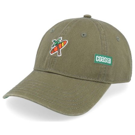 Coastal - Grön unconstructed Keps - Curved Visor Palm Cross Olive Dad Cap @ Hatstore