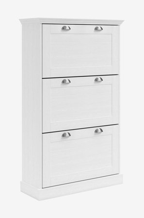 Loft24 - Motala Skoförvaring med 3 luckor - Vit - Skoskåp - Från Homeroom