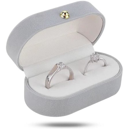 Fløyelsringboks Oval Ringbærer Vintage Ringholder Smykkeskrin Ringbærer Etui for Smykker Klassisk Ring Gaveeske