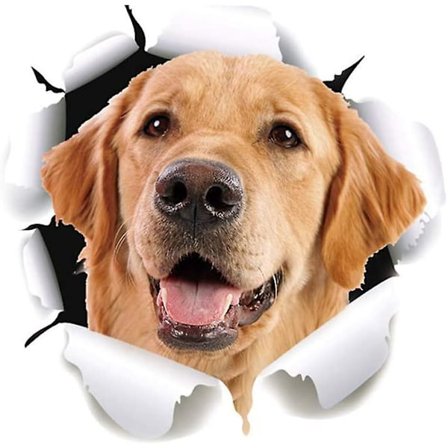 3D Hundebilsklistermærker, Golden Retriever Hundeklistermærker 3D Hundevægklistermærker PVC Simulation Sjove Klistermærker Motorcykel Dekoration 