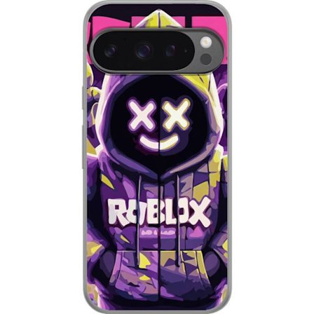 Kompatibelt Mobilskal till Google Google Pixel 9 Pro XL Färgstark Roblox-inspirerad huvtröjskaraktär med neonfärger och mask, digital spelillustra
