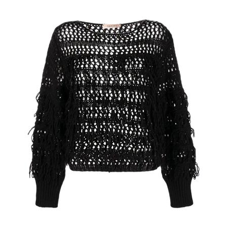 Twinset Round-neck Strik Sort, Dame Striktrøjer