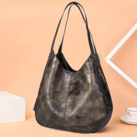 Kvinnors handväska i mjukt Pu-läder Vintage stil vattentät enkel tygväska för daglig bronze