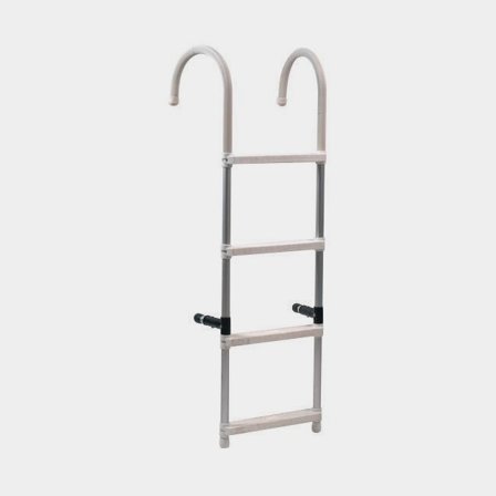 Escalera de popa desmontable, aluminio y plástico, 4 peldaños, 120 cm, 37 cm