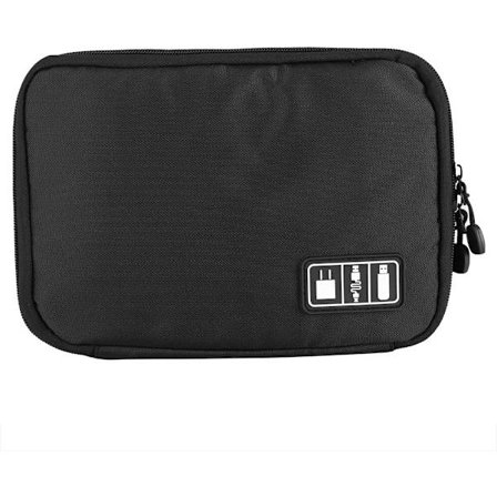 Bærbar kabelorganisator digitale enheter hodetelefon USB-kabel oppbevaringsveske for kontorreise, svart