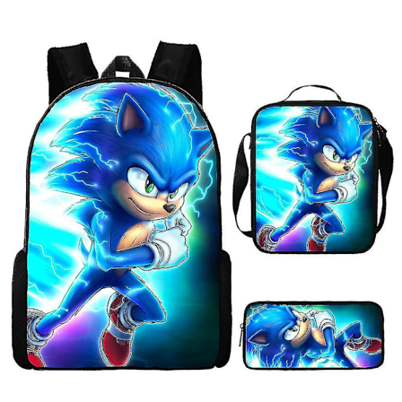 Sonic Ryggsekk Sonic Student Bag Lunsjpose Blyantveske Tredelt Sett