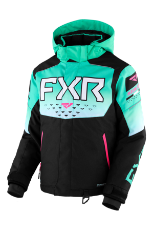Snøjakke FXR Helium Barn Svart/Mintfading/Elektrisk rosa 16