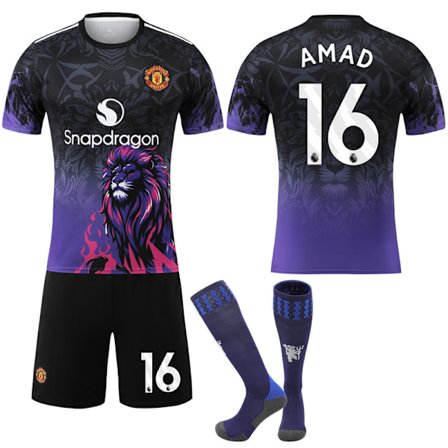 25-26 Manchester United F.C. Special Edition NO.16 AMAD Drakter Barn Voksen Fotballutstyr med Sokker