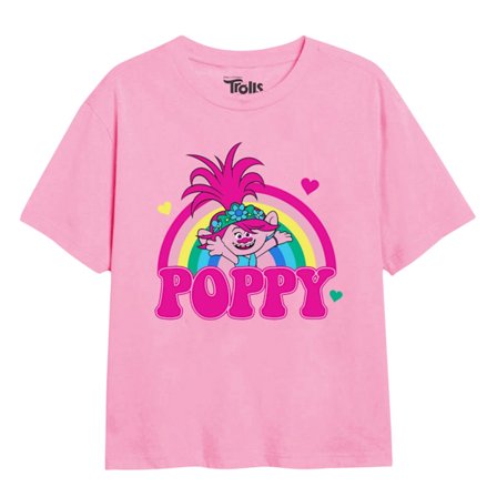 Trolls Girls Poppy Rainbow T-Shirt 7-8 år Ljusrosa
