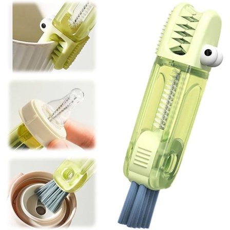 2024 Uusi 3-in-1 Mukin kannen puhdistusharja, rakojen puhdistusharjasetti vauvan pulloille, ahtaille tiloille, mukeille, 3-in-1 Multi