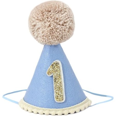 Första födelsedagshatt för bebis - 1-års kalasdekoration för bebisvisning, 1-års outfit flicka pojke, blå födelsedagshatt