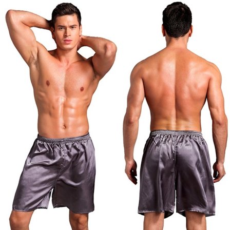 Mænds Satin Pyjamas Boxer Shorts med Elastisk Talje