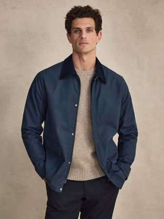 John Henric Men's Dunkelblaue Gewachste Jacke Regular Fit Size M