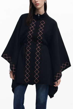 Desigual Poncho Donna Nero