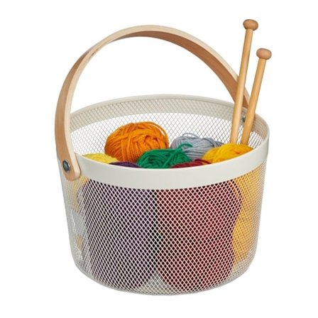 Rund trådkorg med handtag