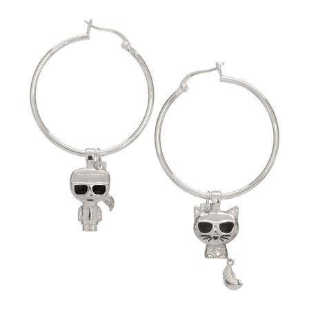 Karl Lagerfeld Earrings K/Ikonik , Grijs , Dames , Maat: ONE Size