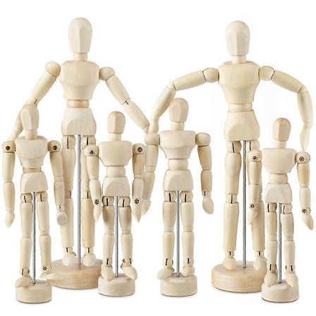 6 stk. Kunstner Mannequin Model Træ Manikin Tegning Flytbar Figur Model med Stativ Fleksibelt Led