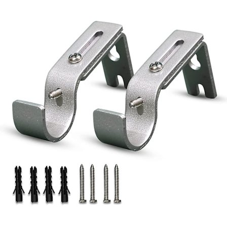 Metal Gardinstangsbeslagssæt Med Skruer Til Stang, Vægstang - Robust Og Rustfri (sølv) (2 stk)