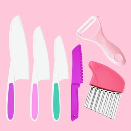 Barnevennlig Kjøkkensett – Kniv og Potetskreller for Matlaging rosa