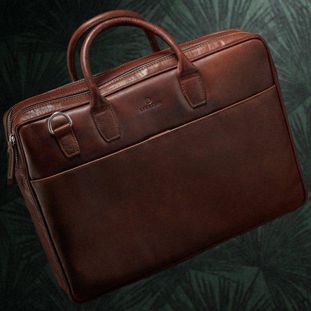 Montreal - Sac pro en cuir marron à double fermeture pour hommes - Sacs en cuir