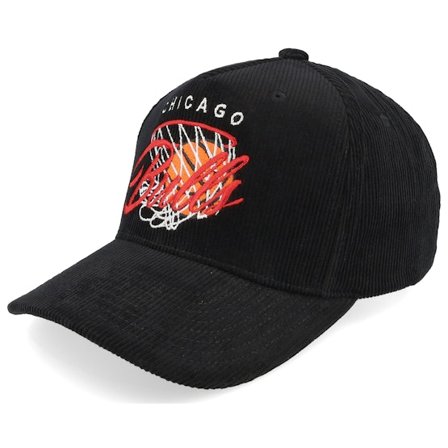 Mitchell & Ness - NBA Musta adjustable Lippis - Chicago Bulls Corduroy Net Black A-frame Adjustable @ Hatstore