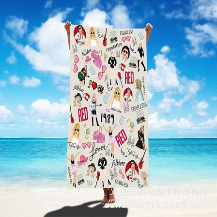 Farge 12 Taylor Swift Svømme Strand Badehåndkle Tykt Mikrofiber Turt Teppe Fans Gaver (FMY)