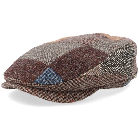 Stetson - Bruin flatcap Cap - Driver Cap Patchwork Brown Flat Cap @ Hatstore