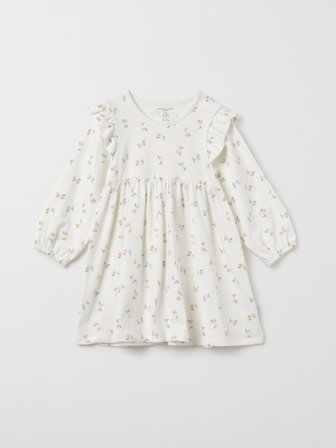Kleid mit Rüschen, geblümt - 80 - kinderbekleidung - white - Polarn O. Pyret