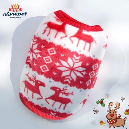 Kjæledyrsklær tegneserie flanell Varmkopp Valp Valpevest Puppy sleeveless red elk XL