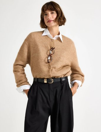 Lindex Cardigan Minna Mohair Blend - Beige - S