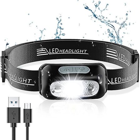 Cocoda pandelampe med gestussensor, ultra lysstærk genopladelig LED pandelampe, 160 lumen, vandtæt IPX6, 4 lysstyrker, justerbar pandelampe USB til R